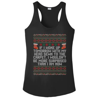 Christmas I Woke up Tomorrow With My Head Sewn to the Carpet Ladies PosiCharge Competitor Racerback Tank