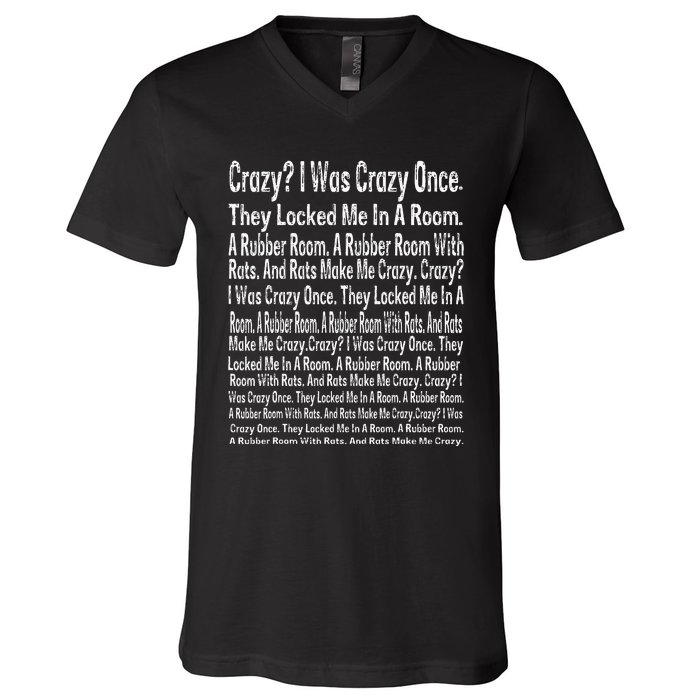 Crazy I Was Crazy Once Meme V-Neck T-Shirt