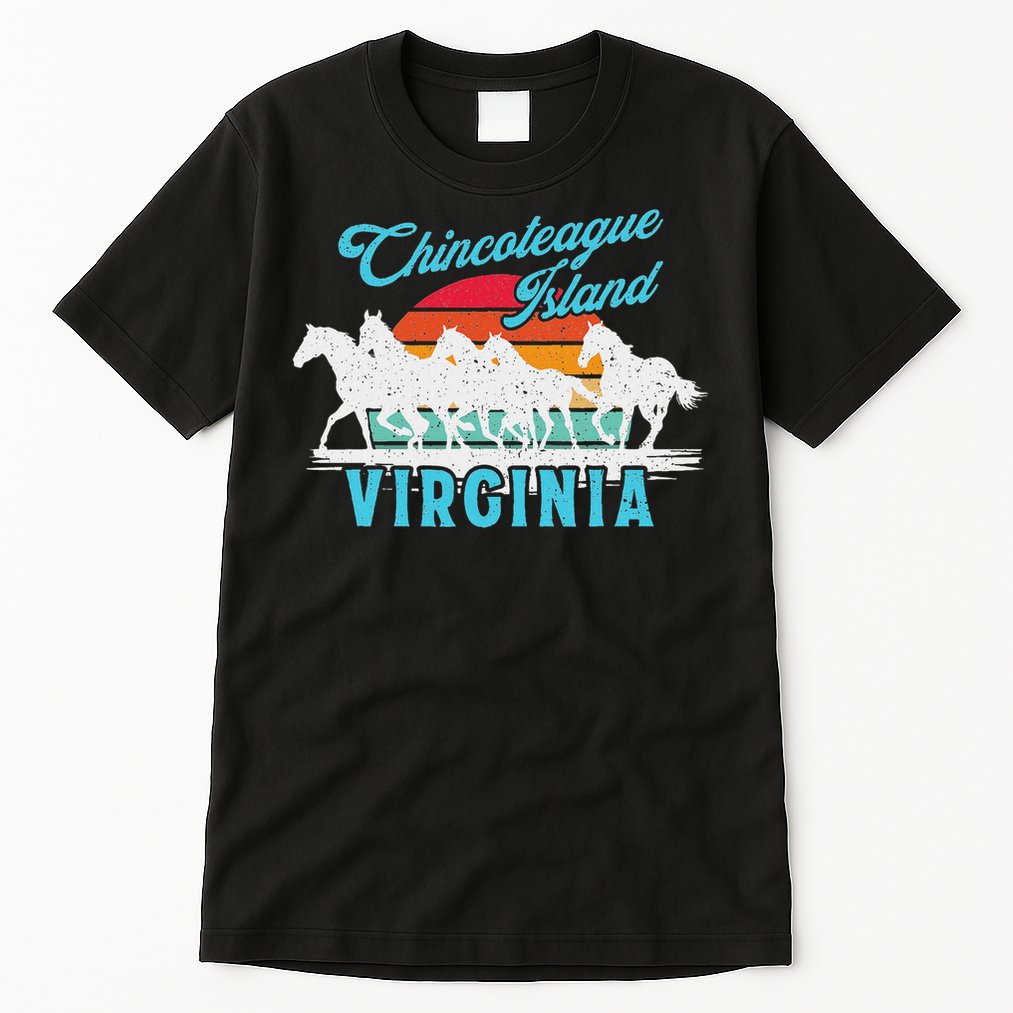 Chincoteague Island Wild Horses Virginia Travel  Tall T-Shirt