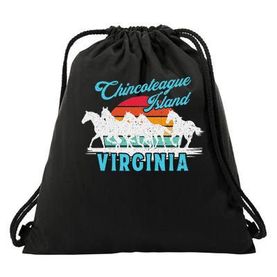 Chincoteague Island Wild Horses Virginia Travel  Drawstring Bag