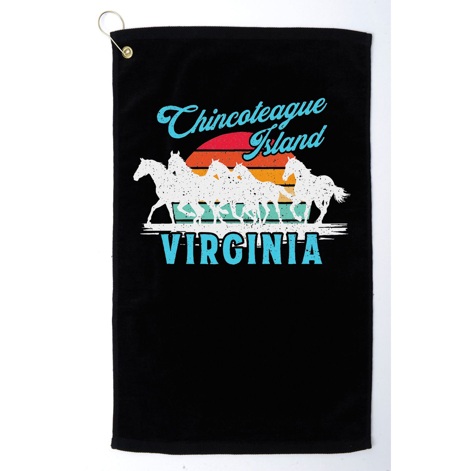 Chincoteague Island Wild Horses Virginia Travel  Golf Towel