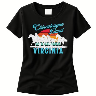 Chincoteague Island Wild Horses Virginia Travel  Womens T-Shirt