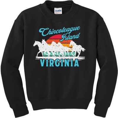 Chincoteague Island Wild Horses Virginia Travel  Kids Sweatshirt