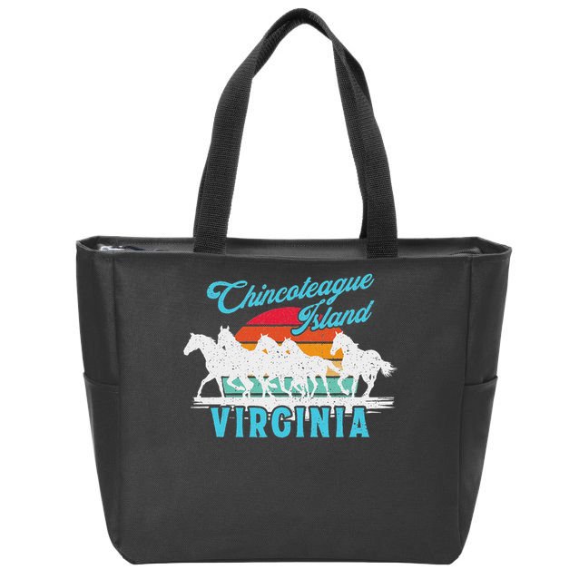 Chincoteague Island Wild Horses Virginia Travel  Zip Tote Bag