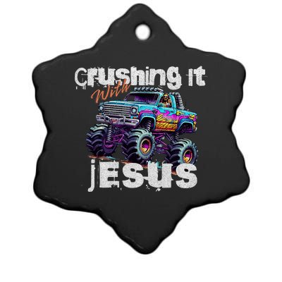 Crushing It With Jesus Christian Monster Truck Jesus Ceramic Star Ornament