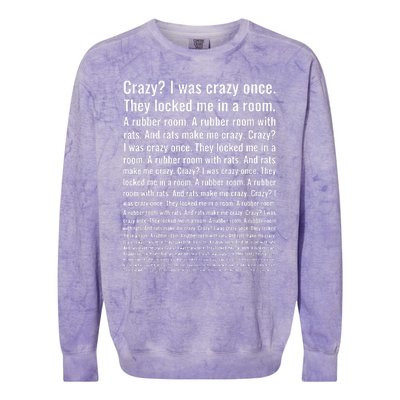 Crazy I Was Crazy Once. Funny Trending Meme Colorblast Crewneck Sweatshirt