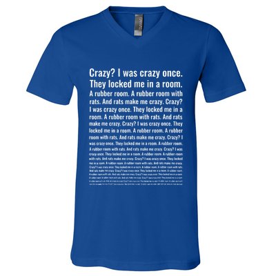 Crazy I Was Crazy Once. Funny Trending Meme V-Neck T-Shirt