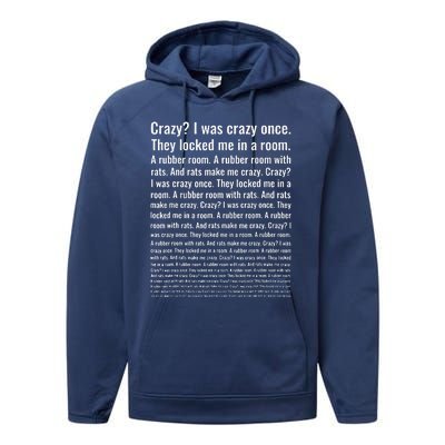 Crazy I Was Crazy Once. Funny Trending Meme Performance Fleece Hoodie