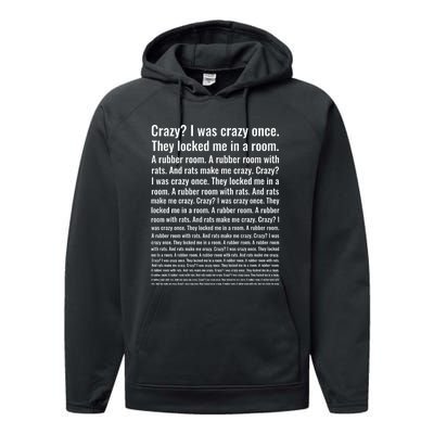 Crazy? I Was Crazy Once. Funny Trending Meme Performance Fleece Hoodie