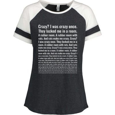 Crazy? I Was Crazy Once. Funny Trending Meme Enza Ladies Jersey Colorblock Tee