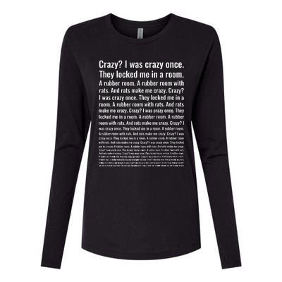 Crazy I Was Crazy Once Meme Womens Cotton Relaxed Long Sleeve T-Shirt