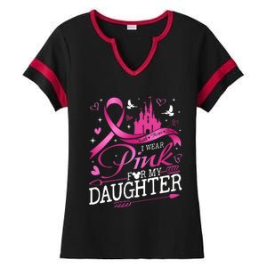 Castle I Wear Pink For My Daughter Breast Cancer Awareness Ladies Halftime Notch Neck Tee