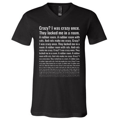 Crazy I Was Crazy Once. Funny Trending Meme V-Neck T-Shirt