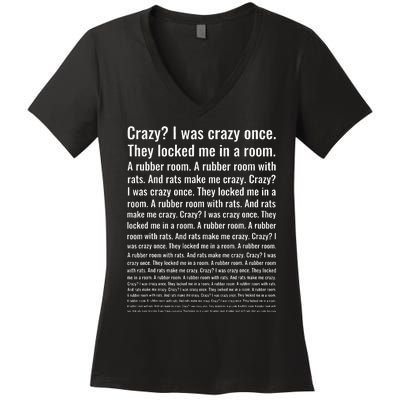 Crazy I Was Crazy Once. Funny Trending Meme Women's V-Neck T-Shirt