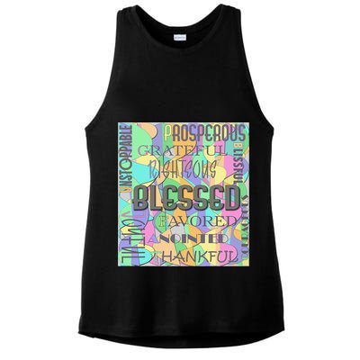 Christian Inspirational Word Collage Ladies PosiCharge Tri-Blend Wicking Tank
