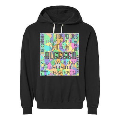 Christian Inspirational Word Collage Garment-Dyed Fleece Hoodie