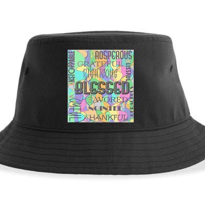 Christian Inspirational Word Collage Sustainable Bucket Hat