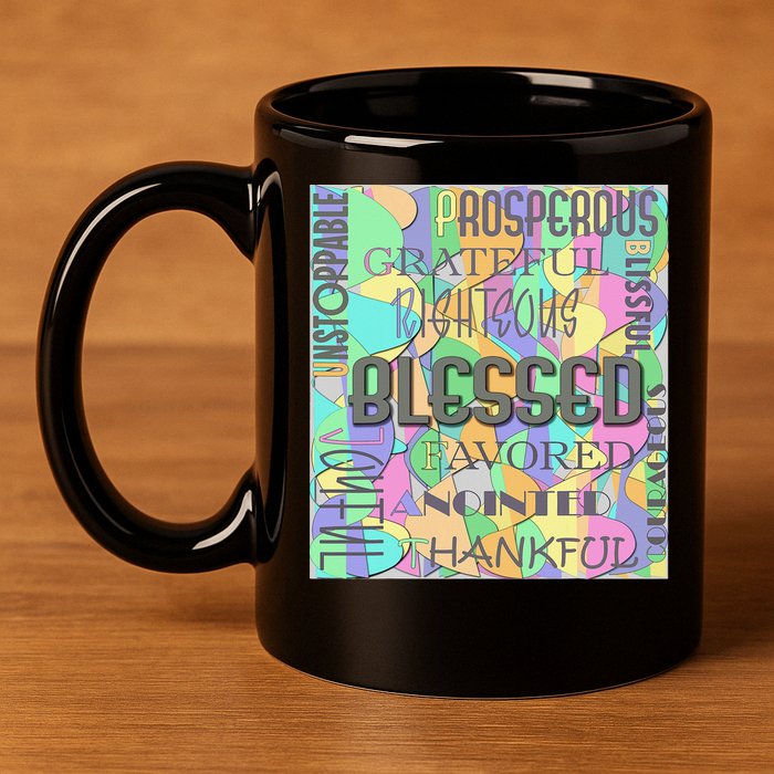 Christian Inspirational Word Collage 11oz C Handle Ceramic Mug