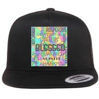 Christian Inspirational Word Collage Flat Bill Trucker Hat