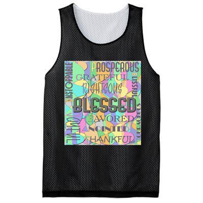 Christian Inspirational Word Collage Mesh Reversible Basketball Jersey Tank