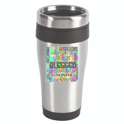 Christian Inspirational Word Collage 16oz Travel Tumbler