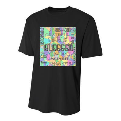 Christian Inspirational Word Collage Youth Performance Sprint T-Shirt