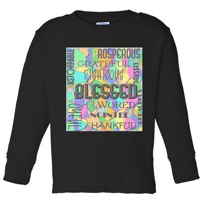Christian Inspirational Word Collage Toddler Long Sleeve Shirt
