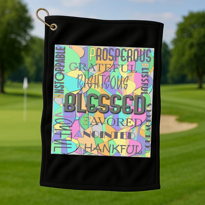 Christian Inspirational Word Collage Golf Towel