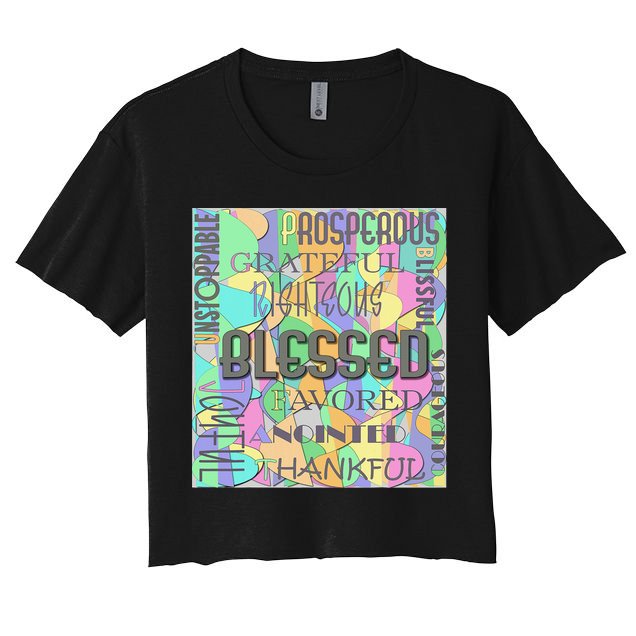Christian Inspirational Word Collage Women's Crop Top Tee