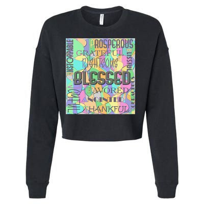 Christian Inspirational Word Collage Cropped Pullover Crew