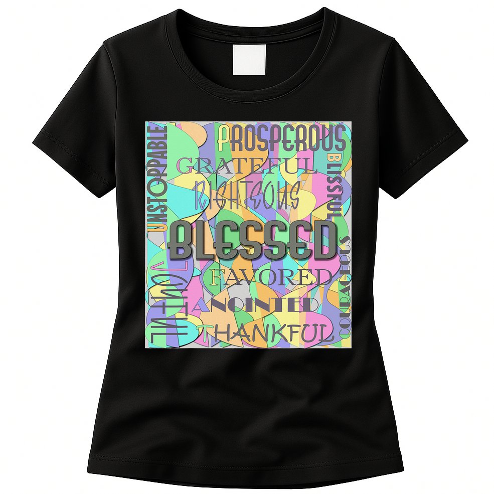 Christian Inspirational Word Collage Womens T-Shirt