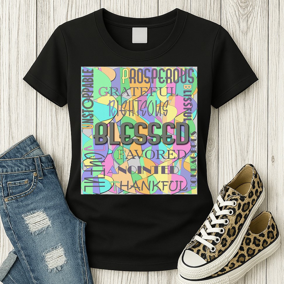 Christian Inspirational Word Collage Womens T-Shirt