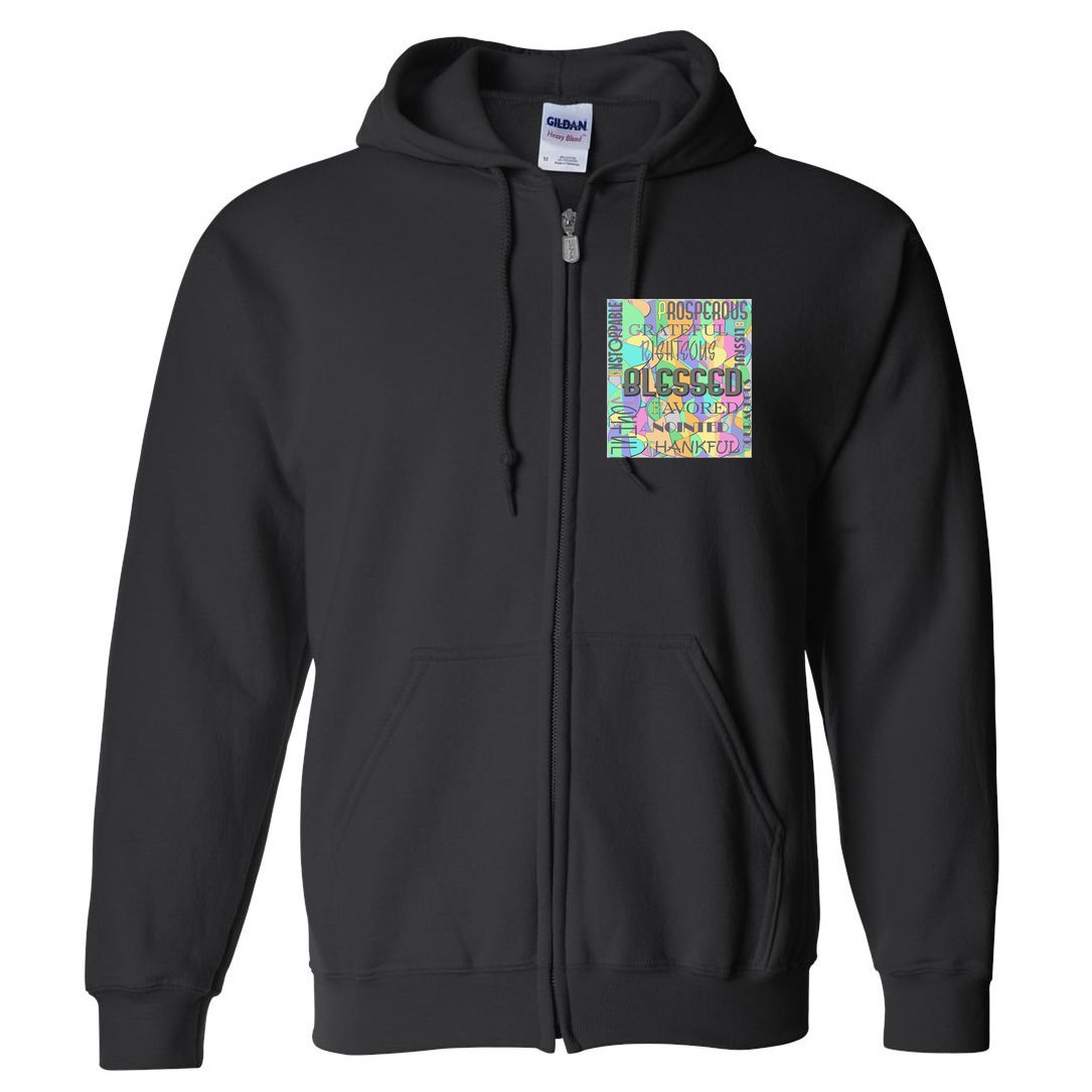 Christian Inspirational Word Collage Full Zip Hoodie
