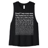 Crazy? I Was Crazy Once. Funny Trending Meme Women's Racerback Cropped Tank