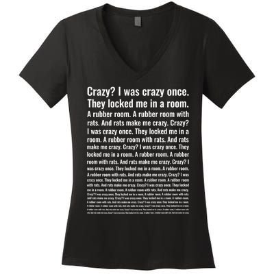 Crazy? I Was Crazy Once. Funny Trending Meme Women's V-Neck T-Shirt