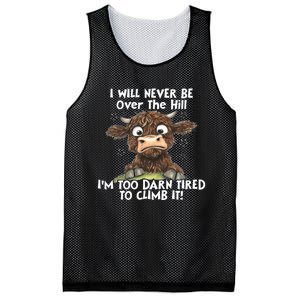 Cow I Will Never Be Over The Hill IM Too Darn Tired To Clim Mesh Reversible Basketball Jersey Tank