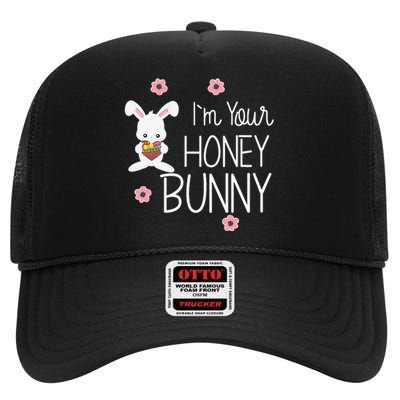 Cute I'm Your Honey Bunny Easter Love Rabbit High Crown Mesh Back Trucker Hat