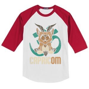 Capricom Ibex Yogi Namaste Om Mantra Yoga Kids Colorblock Raglan Jersey