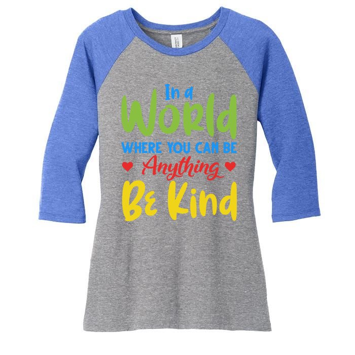 Cute If You Can Be Anything Be Kind Autism Awareness Gift Women's Tri-Blend 3/4-Sleeve Raglan Shirt