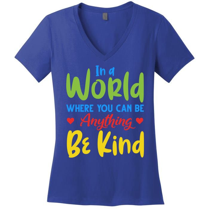 Cute If You Can Be Anything Be Kind Autism Awareness Gift Women's V-Neck T-Shirt