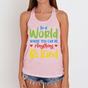 Cute If You Can Be Anything Be Kind Autism Awareness Gift Women's Knotted Racerback Tank