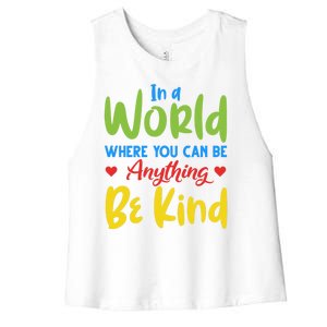 Cute If You Can Be Anything Be Kind Autism Awareness Gift Women's Racerback Cropped Tank