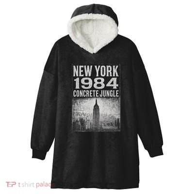 Concrete Jungle 1984 New York Hooded Wearable Blanket