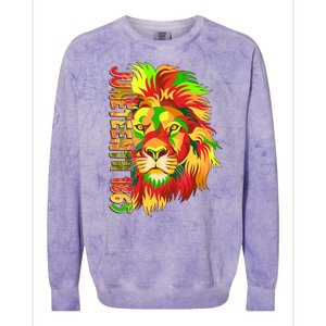 Cool Juneteenth 1865 Lion Head Face Colorblast Crewneck Sweatshirt