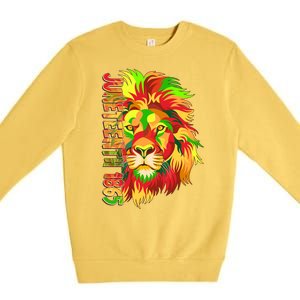 Cool Juneteenth 1865 Lion Head Face Premium Crewneck Sweatshirt