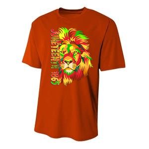 Cool Juneteenth 1865 Lion Head Face Performance Sprint T-Shirt