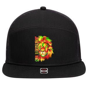 Cool Juneteenth 1865 Lion Head Face 7 Panel Mesh Trucker Snapback Hat