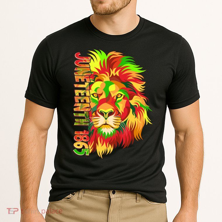 Cool Juneteenth 1865 Lion Head Face Performance Shirt