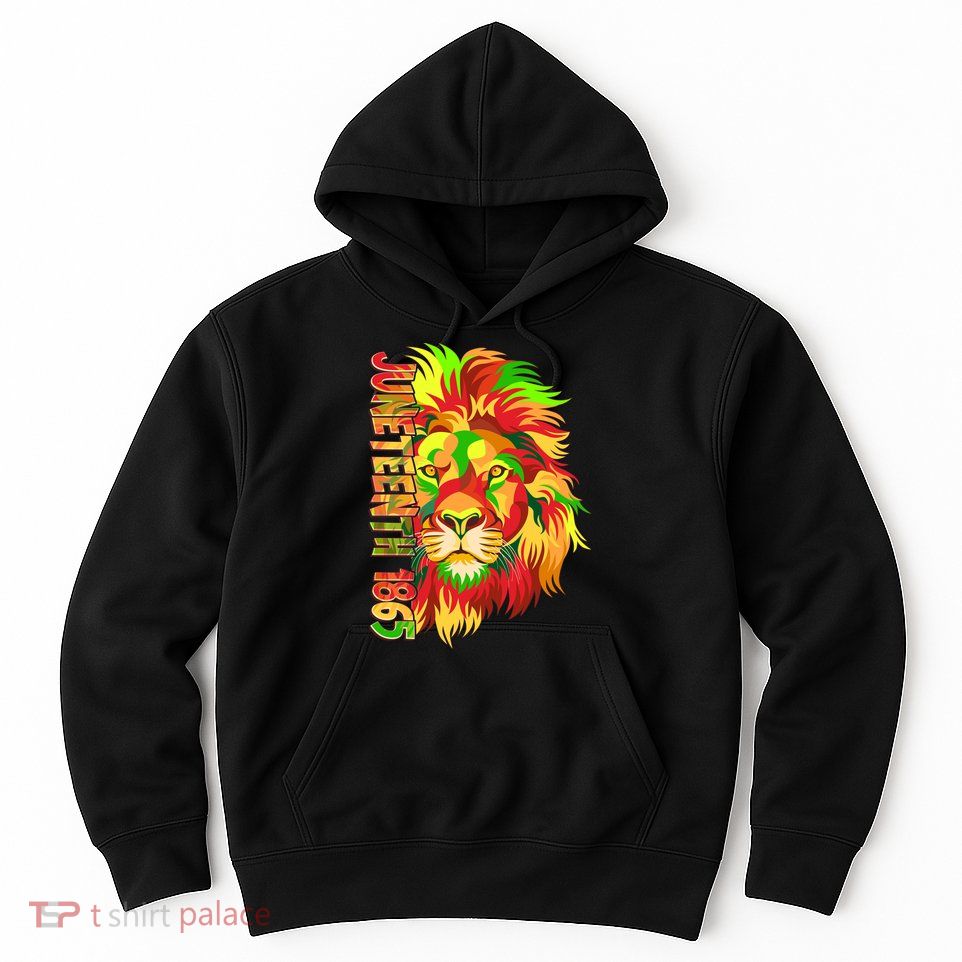 Cool Juneteenth 1865 Lion Head Face Hoodie