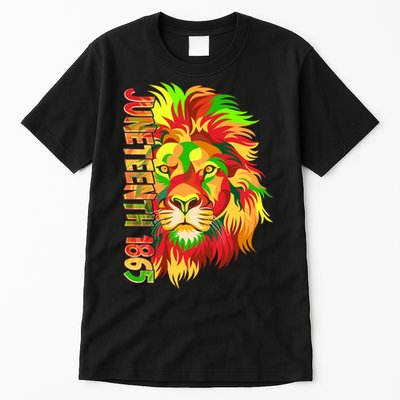 Cool Juneteenth 1865 Lion Head Face Tall T-Shirt